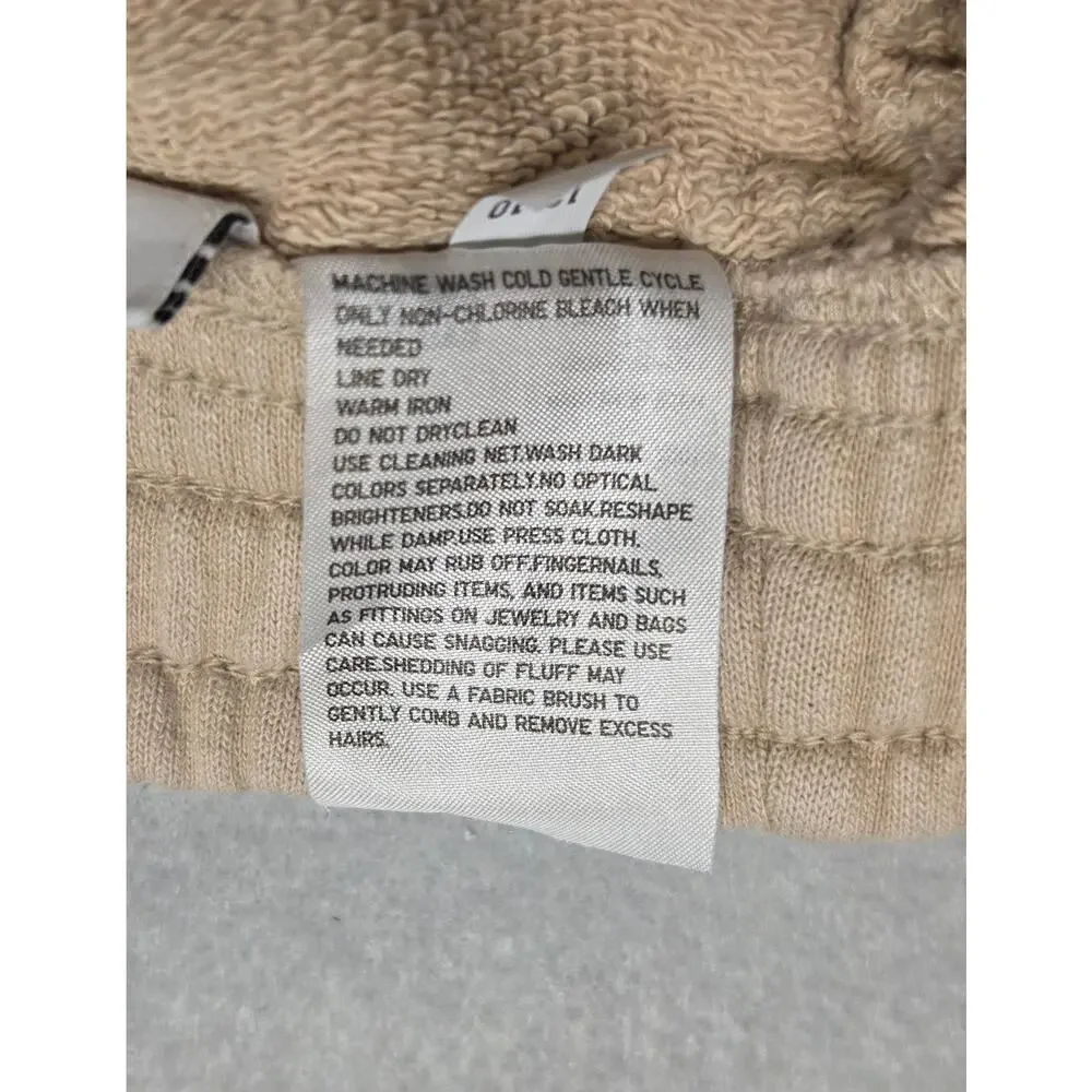 Uniqlo French Terry Sweatpants Tan Beige Joggers Elastic Cuff Small
